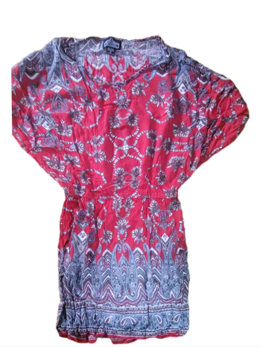 Angie Boho Red Paisley Batwing Mini Dress